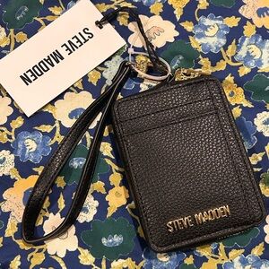 Steve Madden Black Textured Card Case